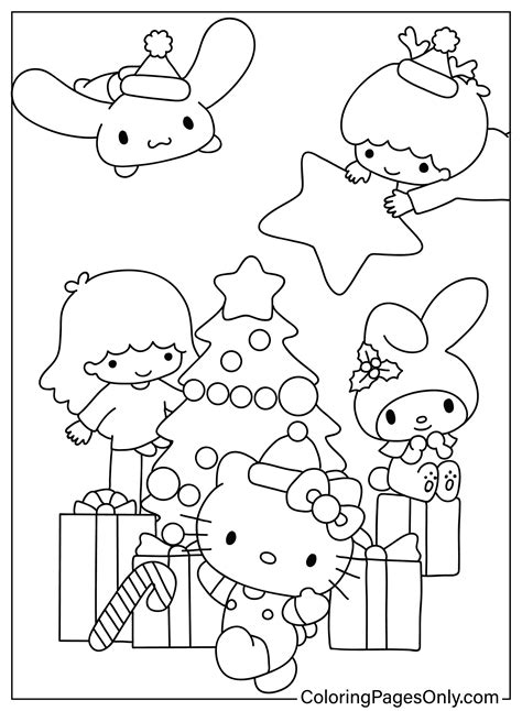 hello kitty coloring pages christmas