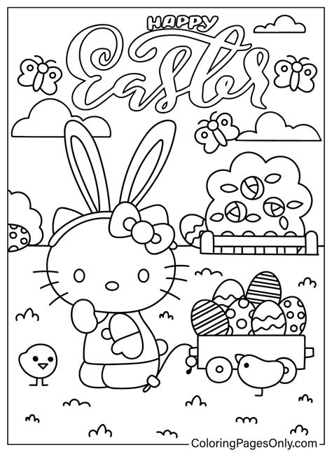 hello kitty coloring pages easter