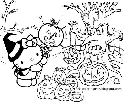 hello kitty coloring pages halloween
