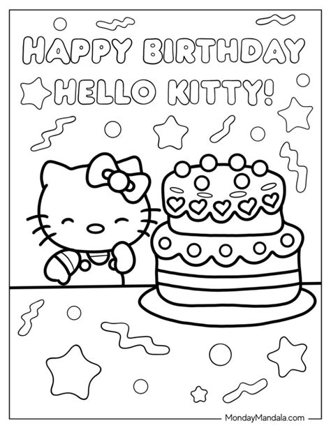 hello kitty happy birthday coloring pages