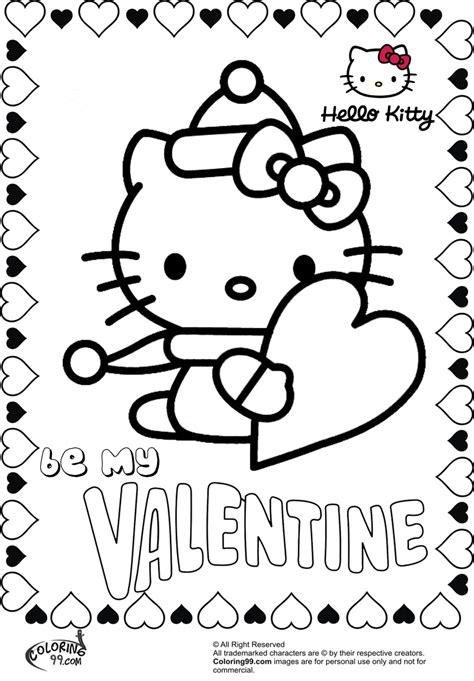 hello kitty valentine coloring pages