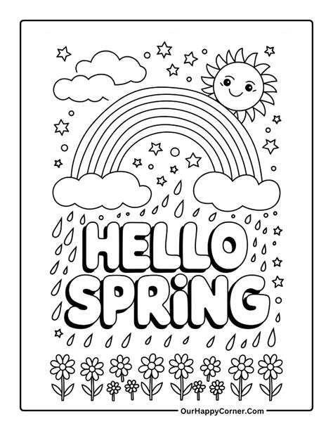 hello spring coloring