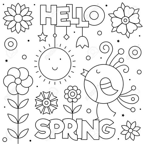 hello spring coloring pages