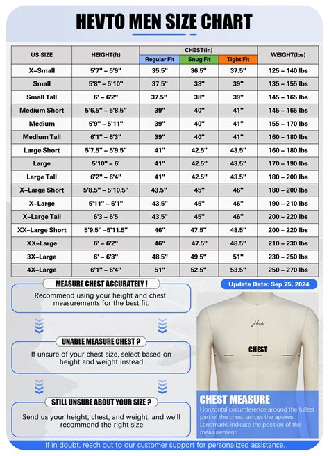 Hevto Wetsuits Size Chart