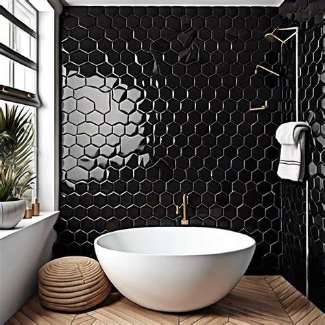 hexagon tile with black grout