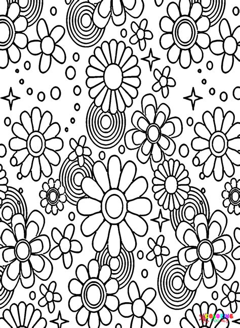 hippie flower coloring pages