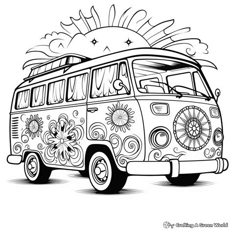 hippie van coloring pages