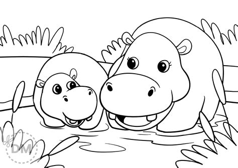 hippo colouring