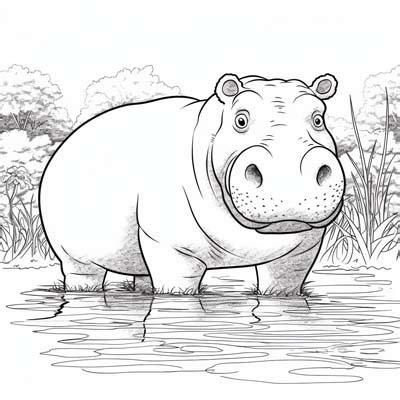 hippo pictures to color