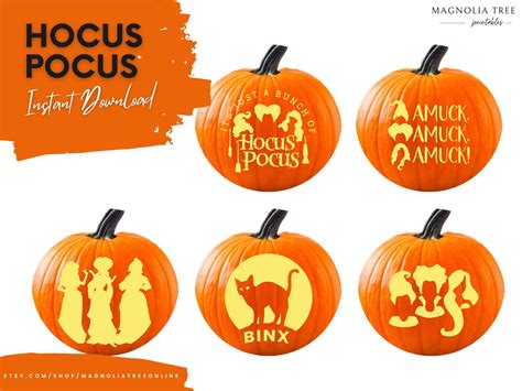 hocus pocus pumpkin carving stencils