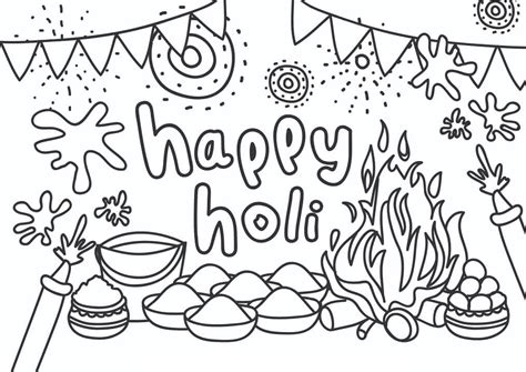 holi coloring pages