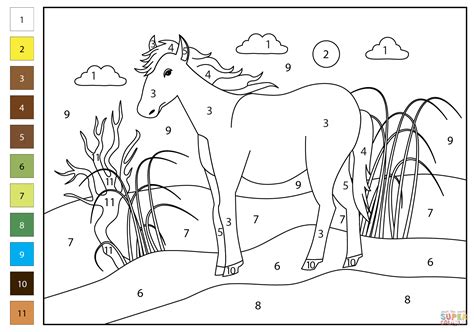 horse color by number printable