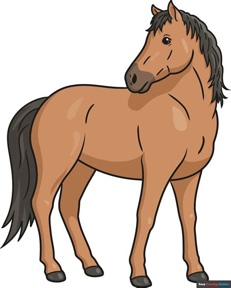 horse drawing easy with colour