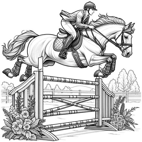 horse jumping coloring pages