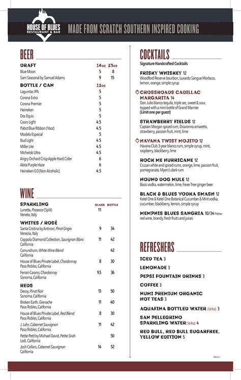 house of blues myrtle beach menu