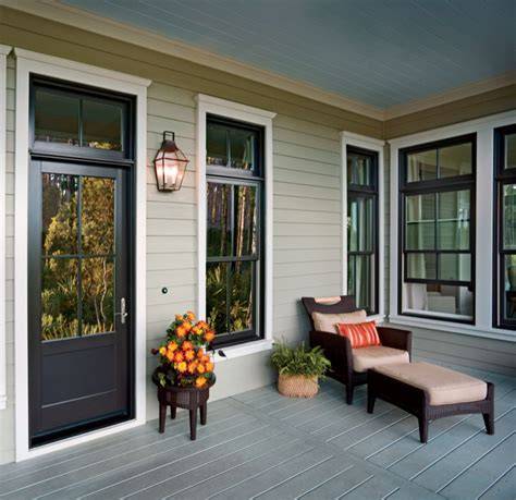 house with bronze windows