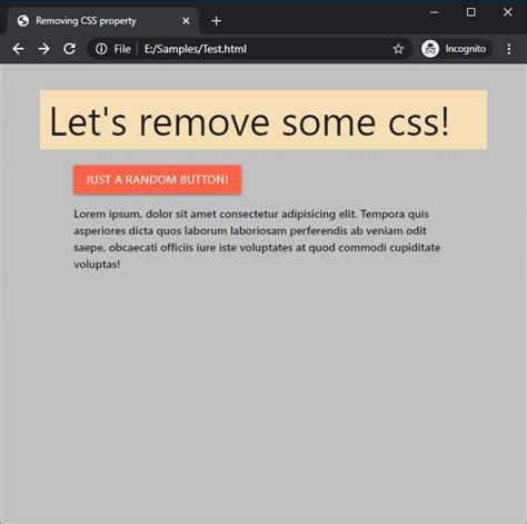 how to remove css property using javascript