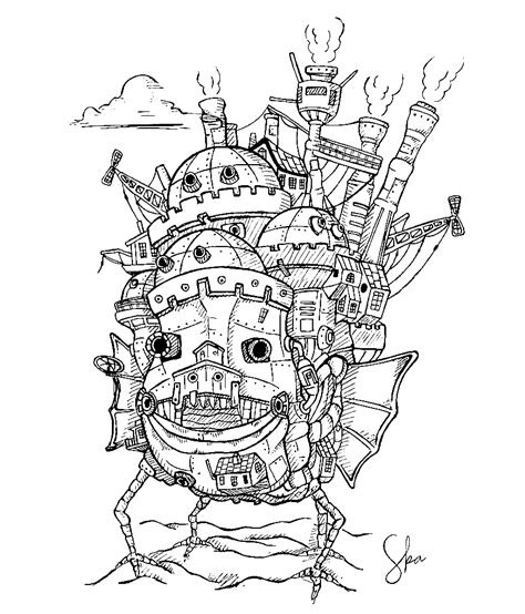 howl's moving castle coloring pages
