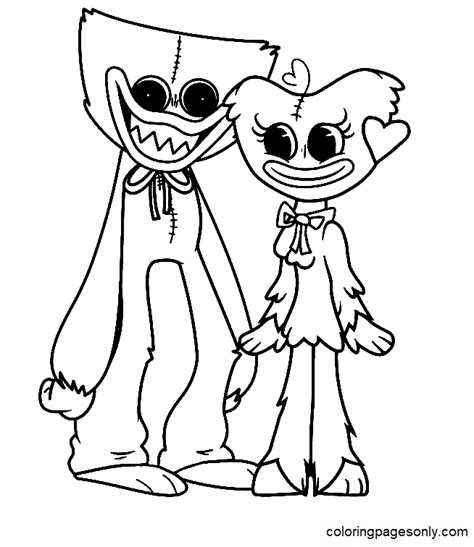 huggy wuggy and kissy missy coloring pages