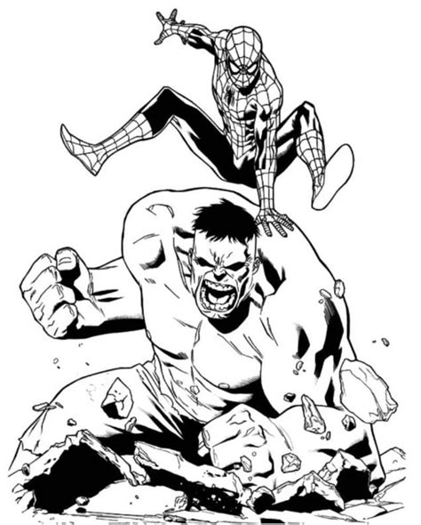 hulk and spiderman coloring pages