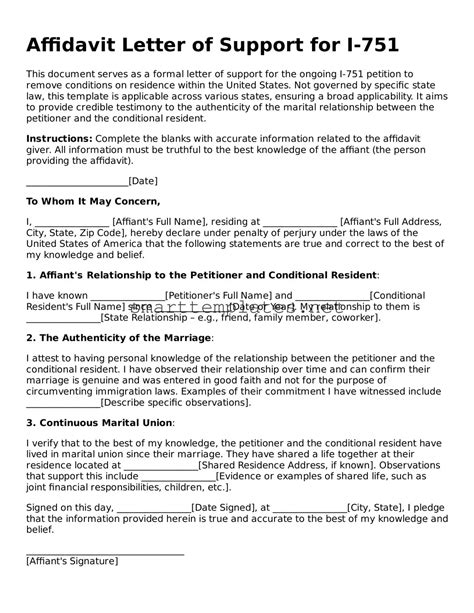 I 751 Affidavit Letter Template