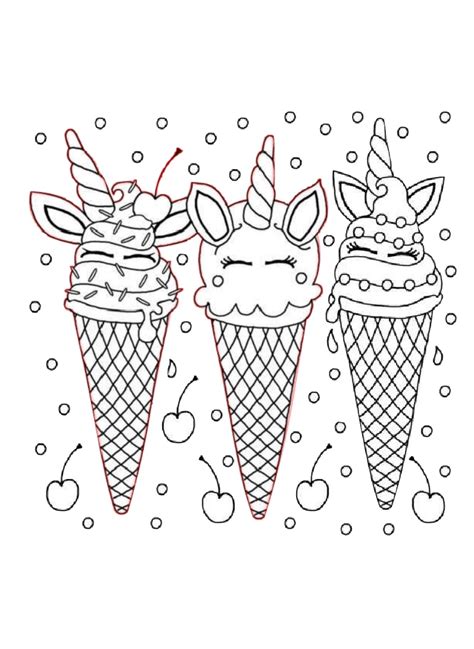 ice cream unicorn coloring page