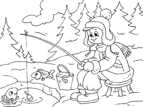 ice fishing coloring pages