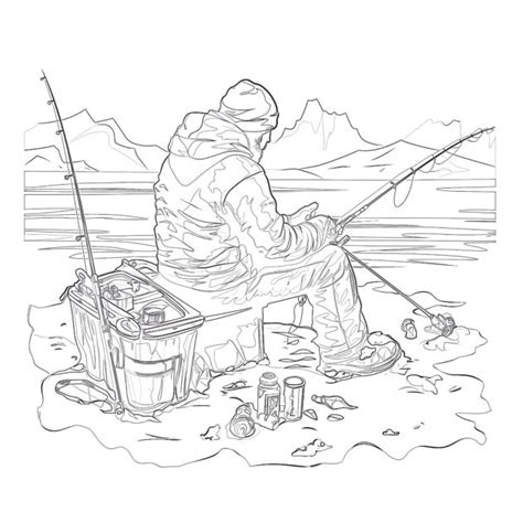 ice fishing coloring pages