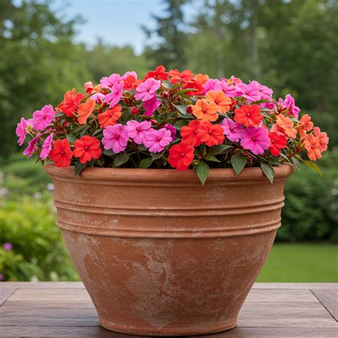 impatiens in pots