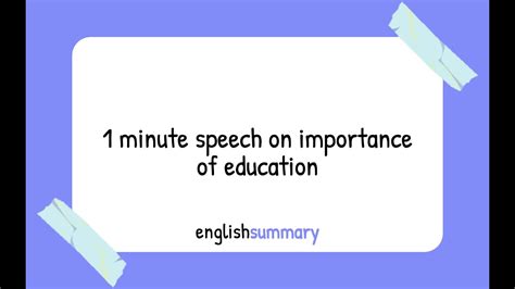 importance of education speech in english for 1 minute