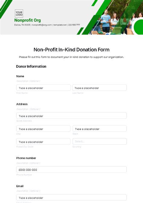 In Kind Donation Form Template
