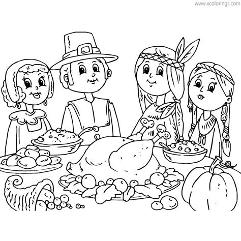 indian and pilgrim coloring pages