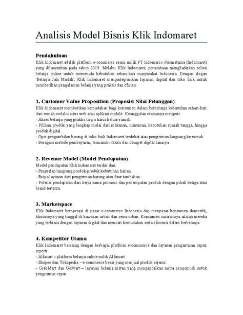 Model Bisnis dan Jaringan Gerai