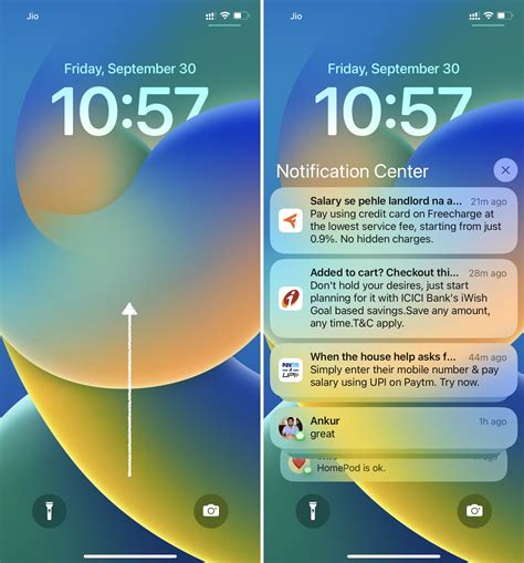 iPhone lock screen notifications