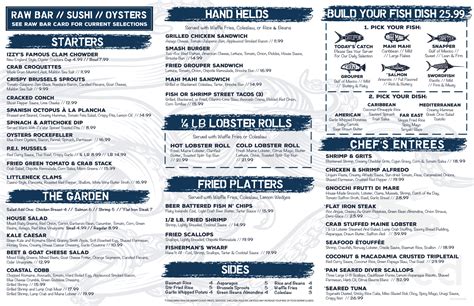 Izzy's Fish and Oyster Menu