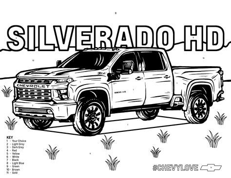 jacked up chevy truck coloring pages