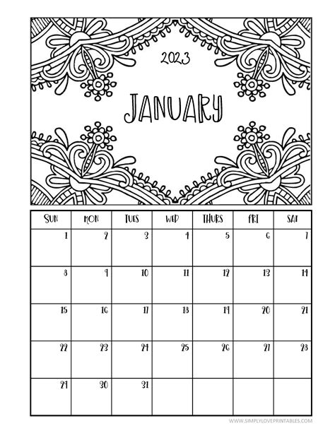 january 2023 coloring pages