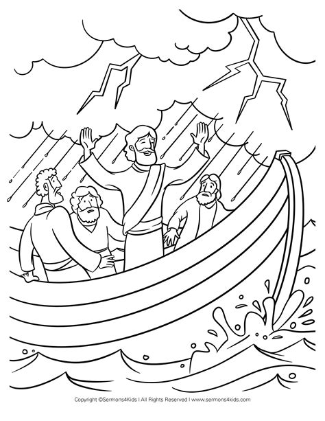 jesus calms the storm coloring pages