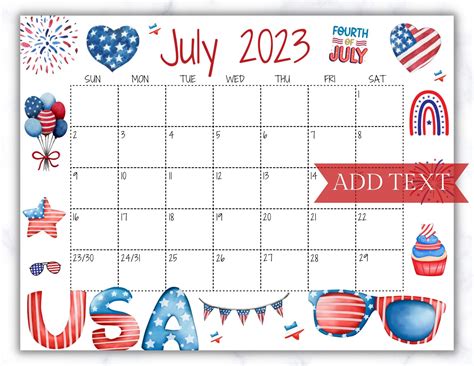 July Printable Calender