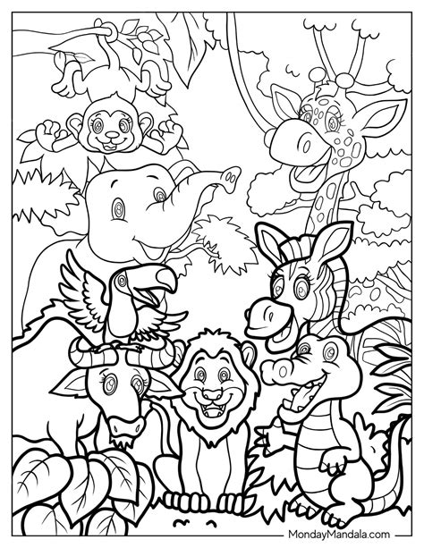 jungle animals coloring pages free printables