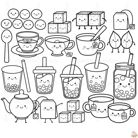 kawaii boba coloring pages