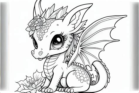 kawaii cute dragon coloring pages