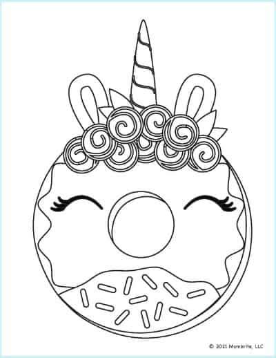 kawaii doughnut unicorn coloring pages