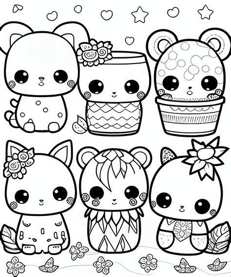 kawaii easy cute coloring pages