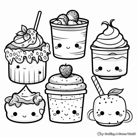 kawaii food coloring pages