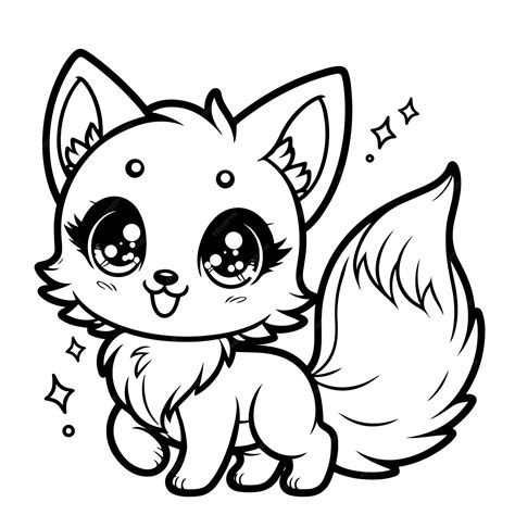 kawaii fox coloring pages