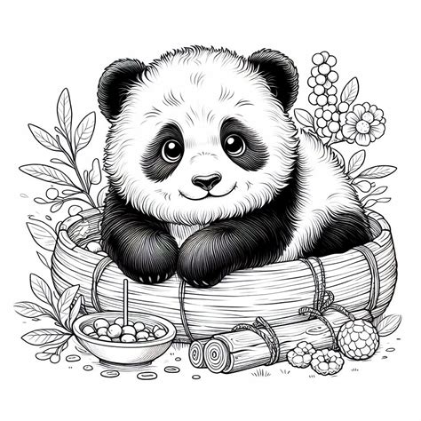 kawaii panda coloring pages