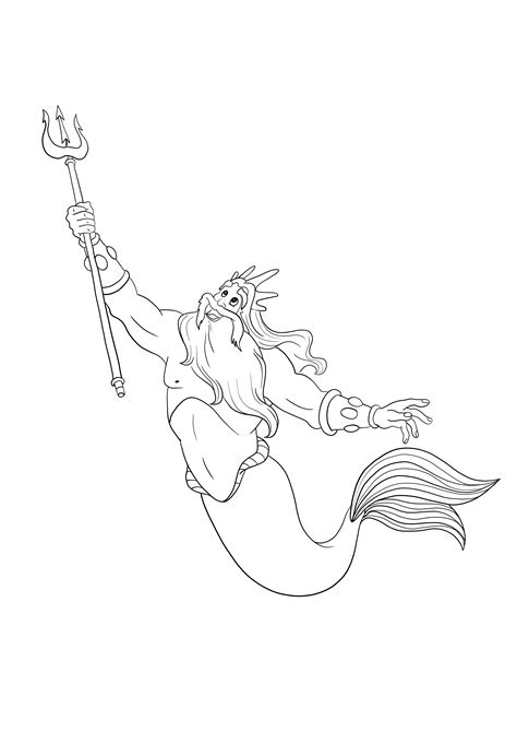 king triton little mermaid coloring pages