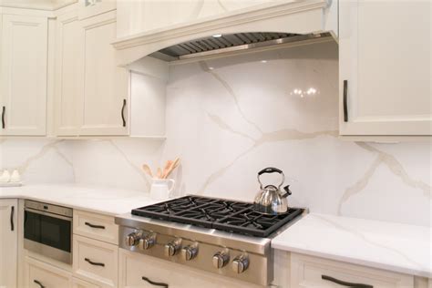 kitchen with quartz backsplash