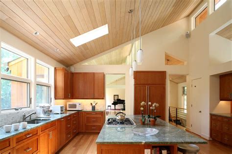 kitchen with slanted ceiling